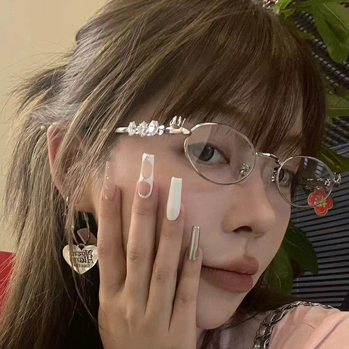 小众镶钻眼镜金属边框椭圆显脸小