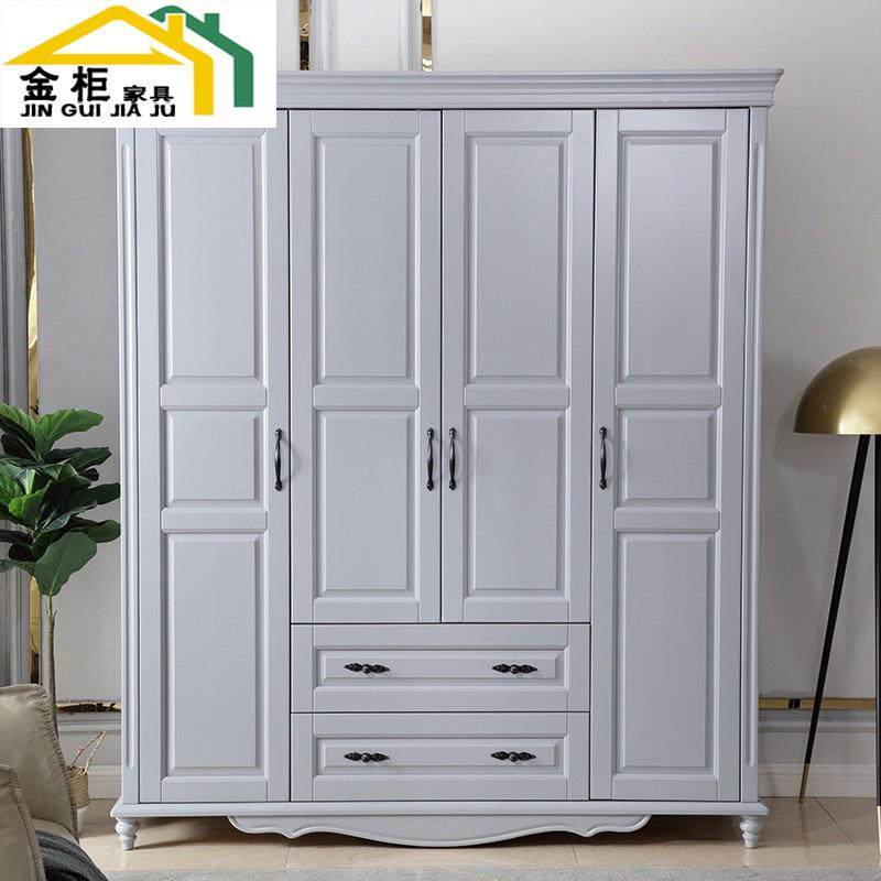 衣柜家用卧室实木复古衣柜板栗色现代轻奢大衣橱美式乡村四门衣柜,住宅家具,独立衣柜,淘宝优惠券,粉丝福利购,淘宝优惠卷