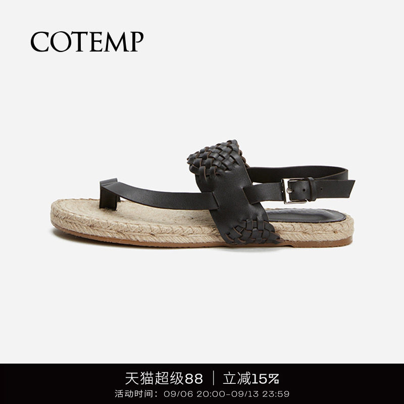 cotemp草编底休闲罗马凉鞋图片