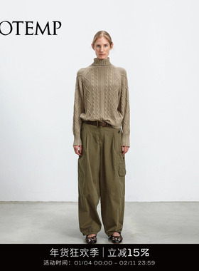 COTEMP INDIGO CABLE KNITED SWEATER 25FW复古洗褪绞花毛衣女