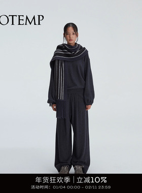 COTEMP KNIT08 25FW新款纯色落肩套头针织灯笼袖毛衣女