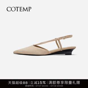cotemp Ottalaus 26SS复古镂空坡跟v字绑带尖头凉鞋子夏季女款