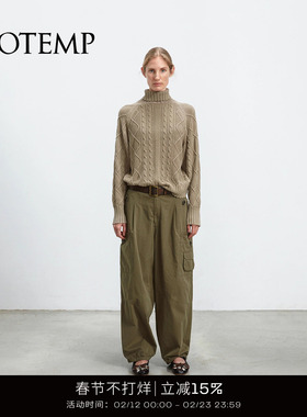 COTEMP INDIGO CABLE KNITED SWEATER 25FW复古洗褪绞花毛衣女