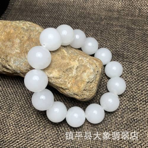 厂家玉石杂石石英岩玉仿翡翠挂件白玉金丝玉手链手串礼品11