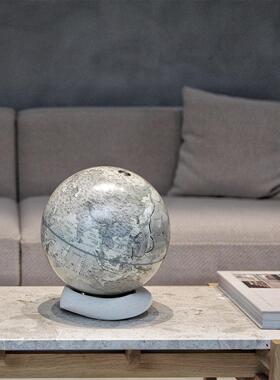 白色云环水泥底座宏微地球仪客厅书房桌面装饰摆件生日七夕礼物