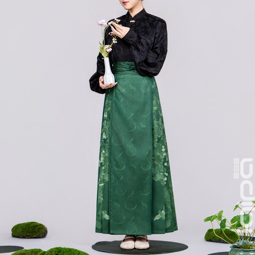 爱奇葩iqipa  葫芦中式国风改良汉服半身裙气质高级印花马面裙女
