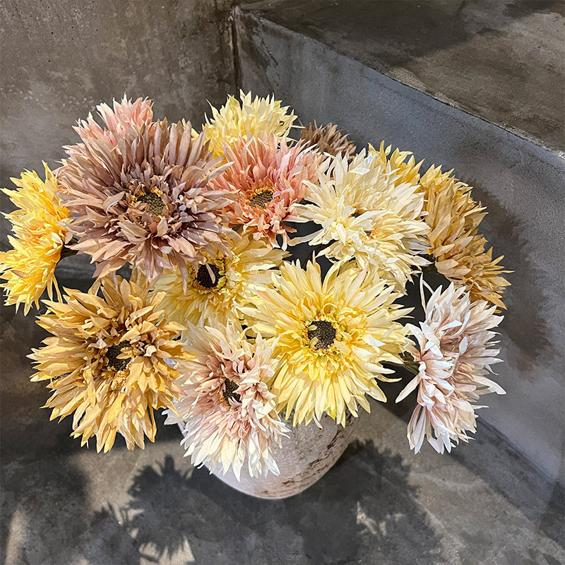 美拉德色拉丝菊假花仿真花摆设客厅餐桌装饰花摆件弗朗菊绢花花束