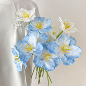 法式 饰花餐桌花艺摆件 轻奢单头花朵郁金香假花仿真花摆设客厅装