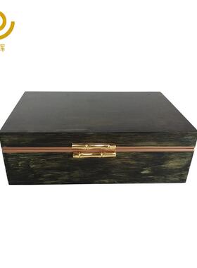 新中式家居软装首饰盒酒店别墅样板间收纳盒摆件树皮纹首饰盒复古