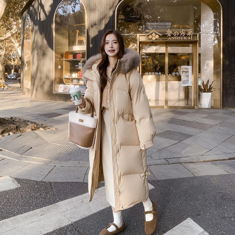 冬季棉衣2025年新款羽绒棉服女中长款过膝加厚大毛领防寒棉袄外套