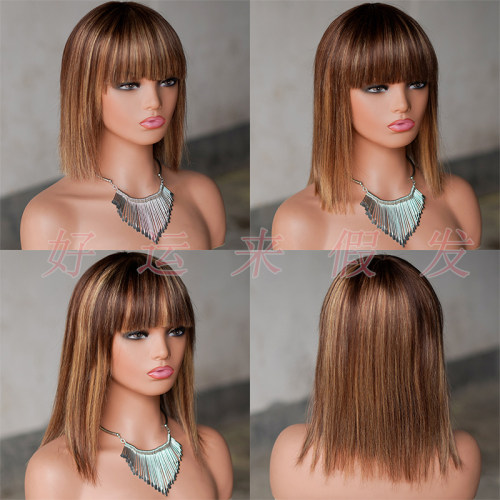 brazilian hair Double Drawn bob Wigs Human Hair wig真人发