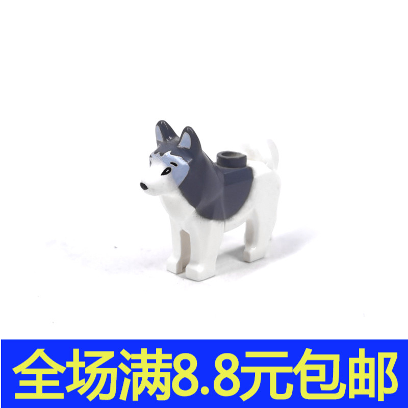 小颗粒积木兼容国产圣诞雪橇犬16606哈士奇6076467拼插小狼狗玩具