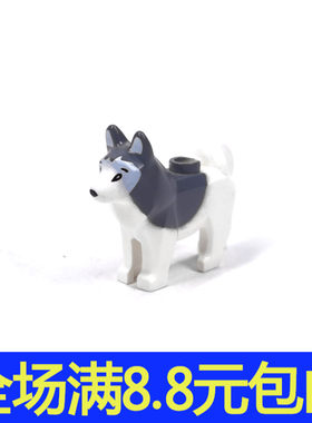 小颗粒积木兼容国产圣诞雪橇犬16606哈士奇6076467拼插小狼狗玩具