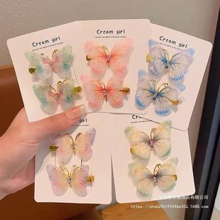 儿童发夹灵动会动 编发发卡头饰夹子女 蝴蝶发夹儿童超仙夏季