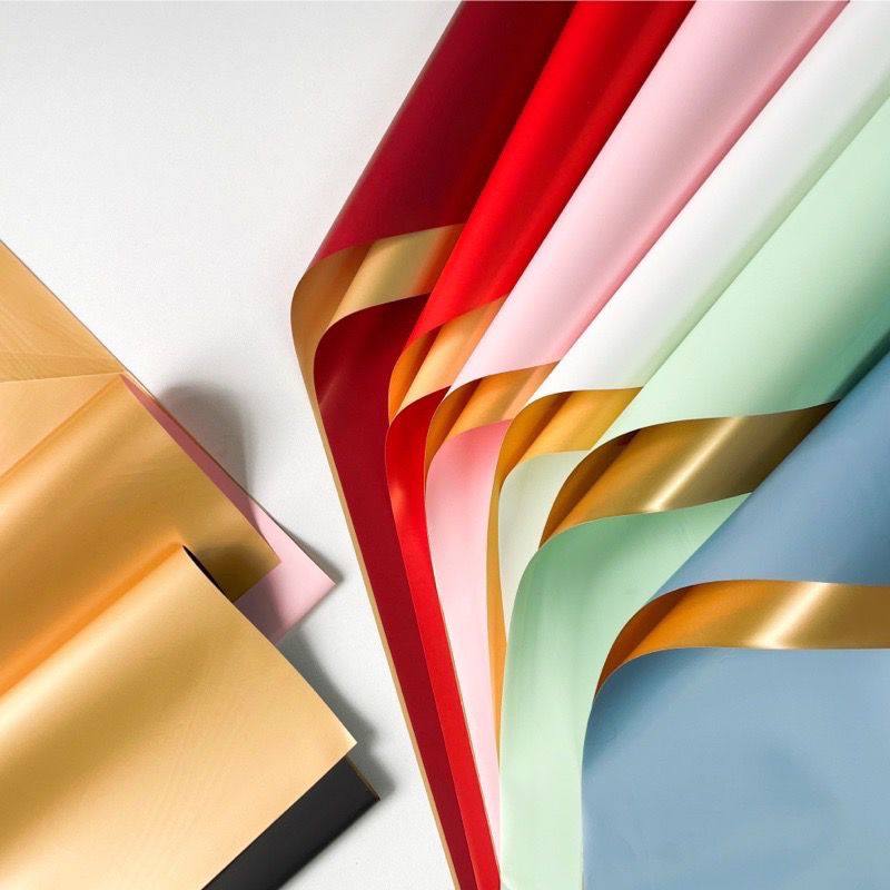 开业大吉大红鎏金纸鲜花包装纸红色金色欧雅纸花束花篮包花纸材料