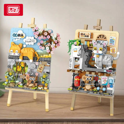LOZ1296春日列车立体画小积木拼插积木玩具礼物摆件手工拼装