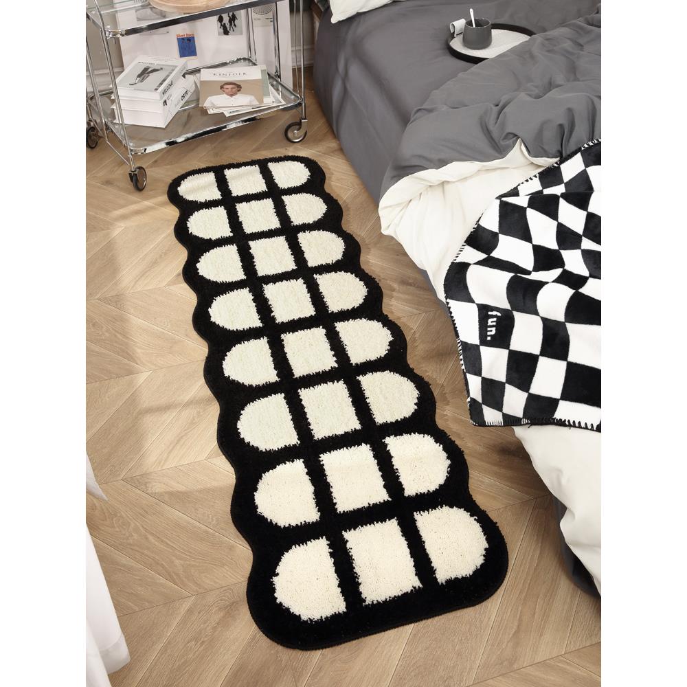 ins风卧室地毯床边毯长条床前地垫毛绒主卧飘窗垫沙发茶几吸水垫