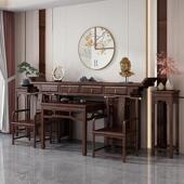 实木中堂六件套新中式 农村堂屋供桌条案简约太师椅四件套仿古佛台