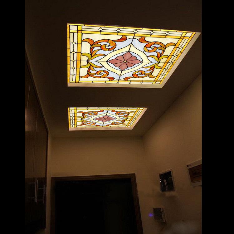 钢化Tiffany蒂凡尼艺术玻璃玄关隔断屏风窗吊顶天花门芯欧式 蓝色