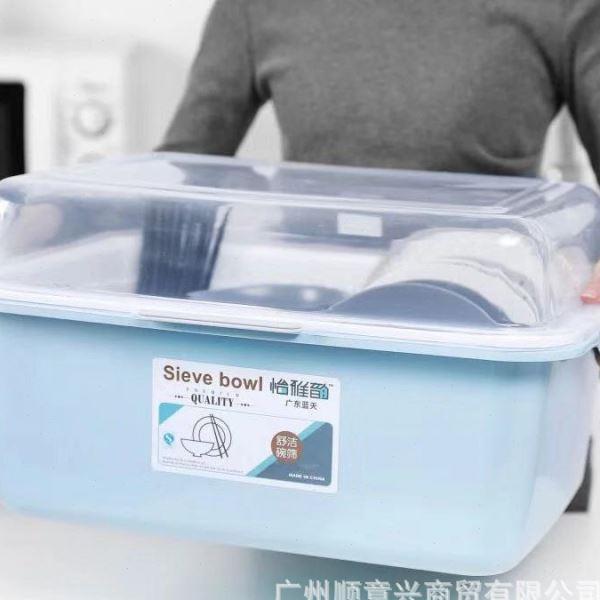 大号厨房沥水碗架家用带盖防尘碗碟收纳箱碗筷餐具收纳盒收纳碗柜