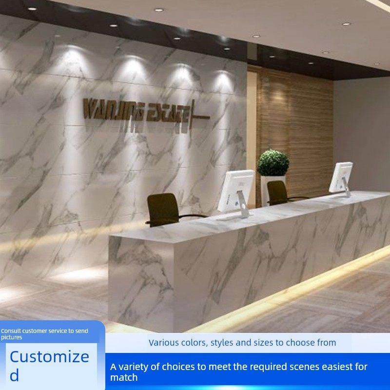 烤漆前台简约接待台公司办公桌形象台酒店迎宾台收银台吧台大理石