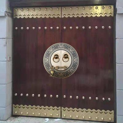 纯铜仿古大门拉手中式狮子头门环别墅庭院木门栓老式插销复古门锁