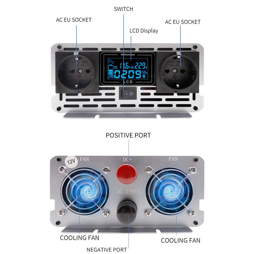 HOULI KC Car Inverter 60hz 4000W DC12V 17V 24V 48V