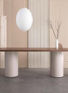 北欧椭圆形餐桌椅简约现代实木弧形洽谈长桌极简个性设计师工作台