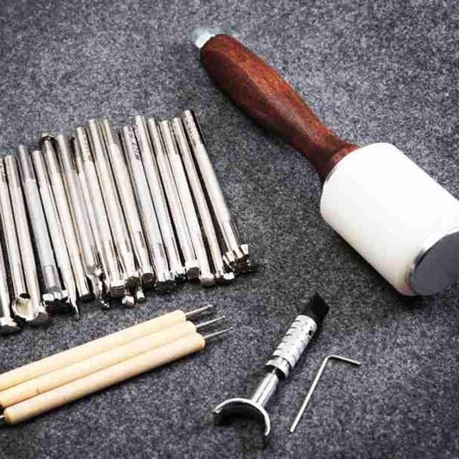 皮艺雕刻工具25件套印花工具套装皮雕印花工具