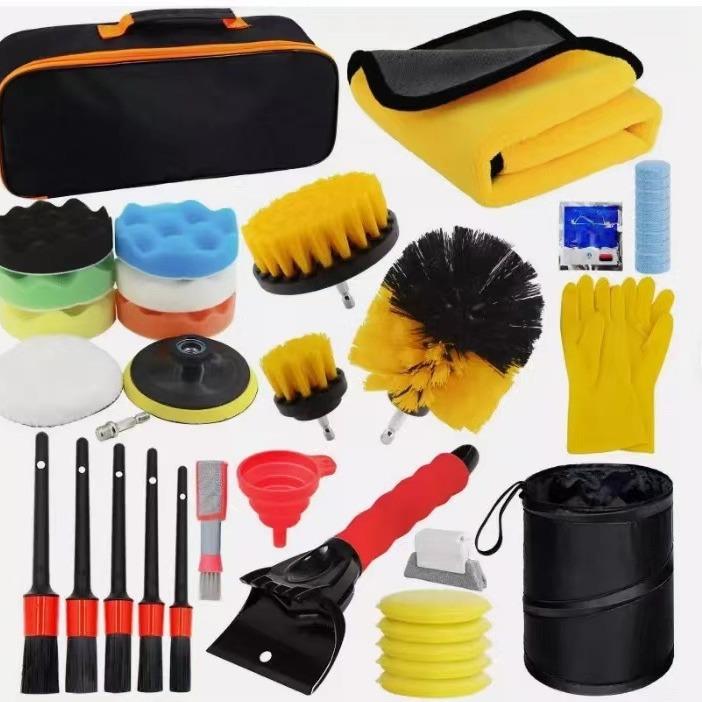 汽车清洁刷小刷子微刷头电钻刷细节刷缝隙刷洗车清洁小毛刷42件套