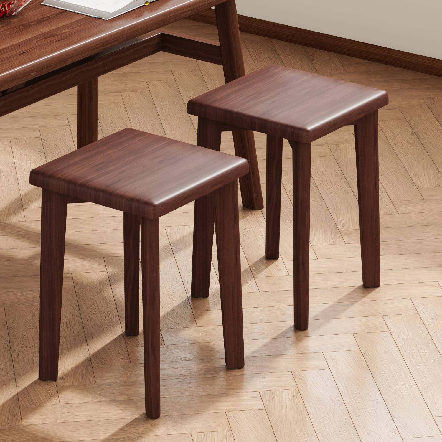 新款实木方凳客厅结实板凳餐桌木凳子简约高凳家用可叠放圆凳木头