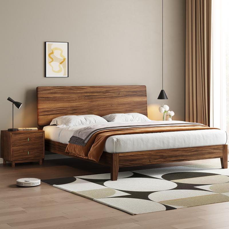 南美黑胡桃木实木床现代简约全实木1.8m北欧主卧双人床