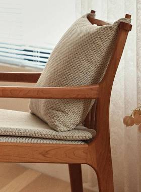 5ZW小七的木头实木餐椅樱桃木餐桌椅子单人书桌椅书房扶手巴