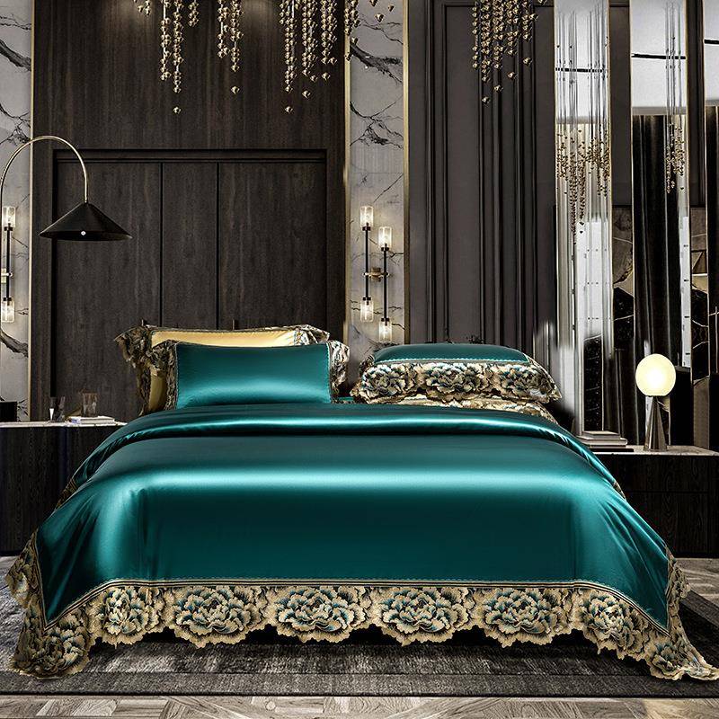 高端奢华法式120支真丝棉蕾丝花边四件套高档公主风居家床上用品