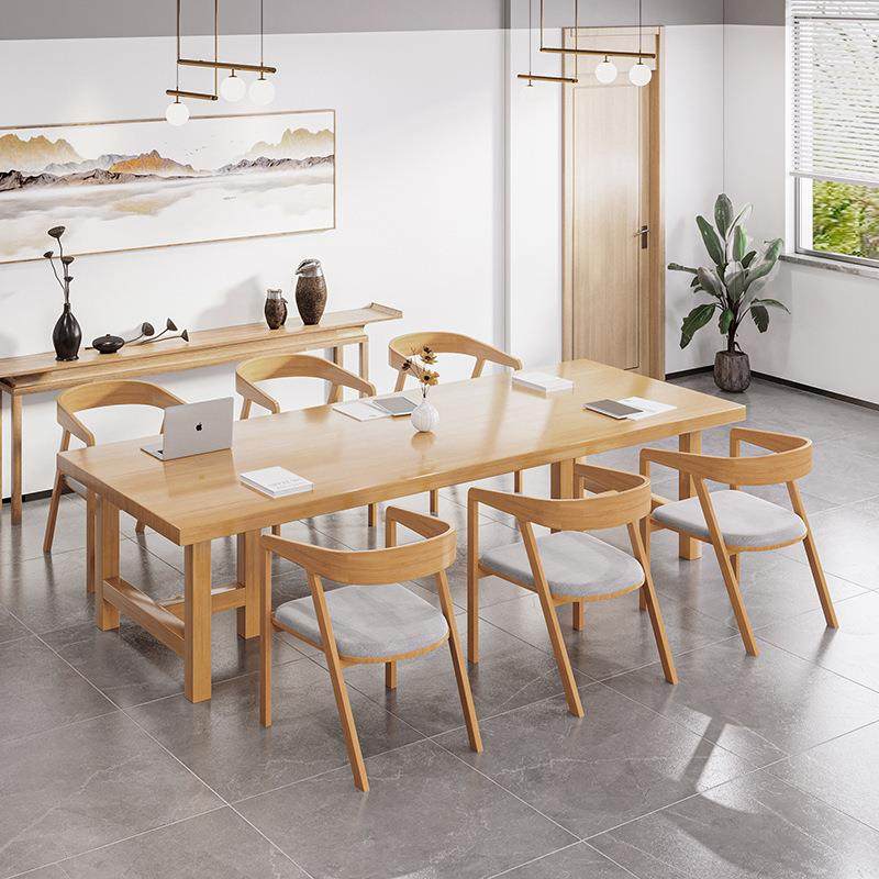 北欧实木办公桌椅原木会议桌长桌现代简约创意洽谈桌工作台长条桌