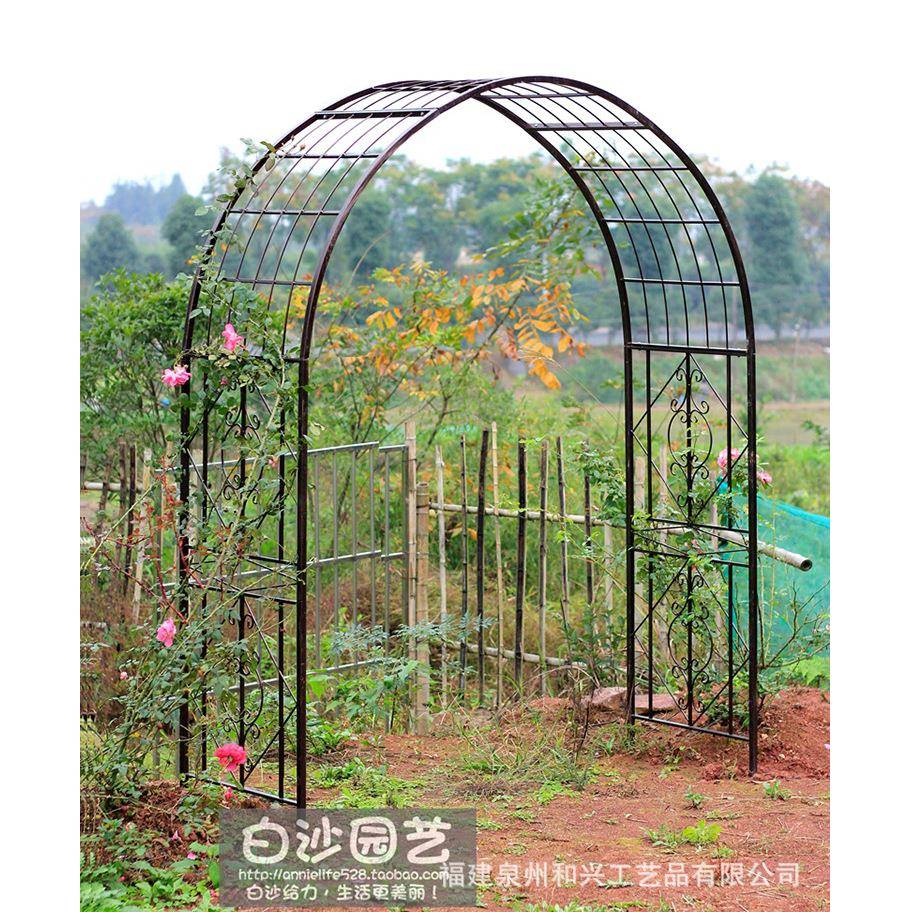 铁艺拱形花架藤月拱门花架铁线莲支架爬藤架欧式铁艺庭院户外拱门