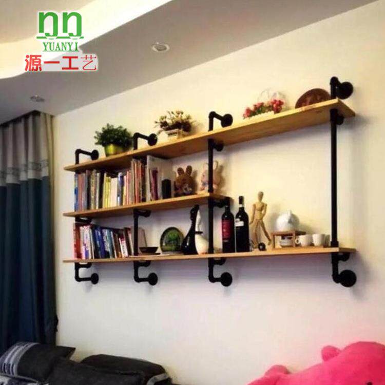美式复古铁艺水管隔板墙上壁挂餐客厅吧台背景装饰置物架书架