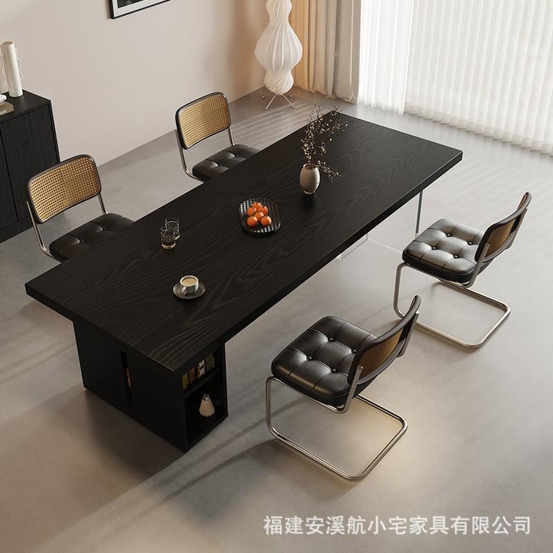 碳化白蜡木悬浮餐桌全实木黑色书桌亚克力办公桌阳台茶桌电脑桌椅