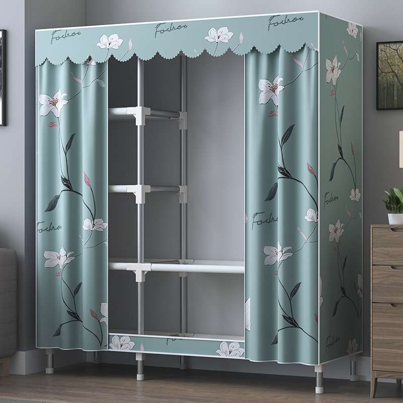 简易衣柜家用卧室简约现代布衣柜出租房用宿舍结实耐用钢管加固简