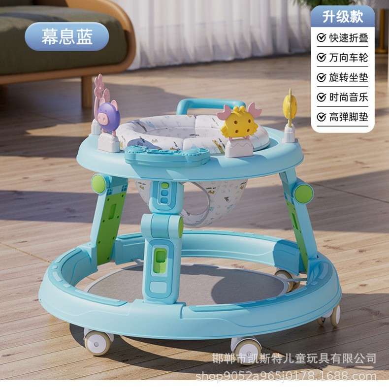 出口婴儿学步车多功能可折叠高低可以调带音乐
