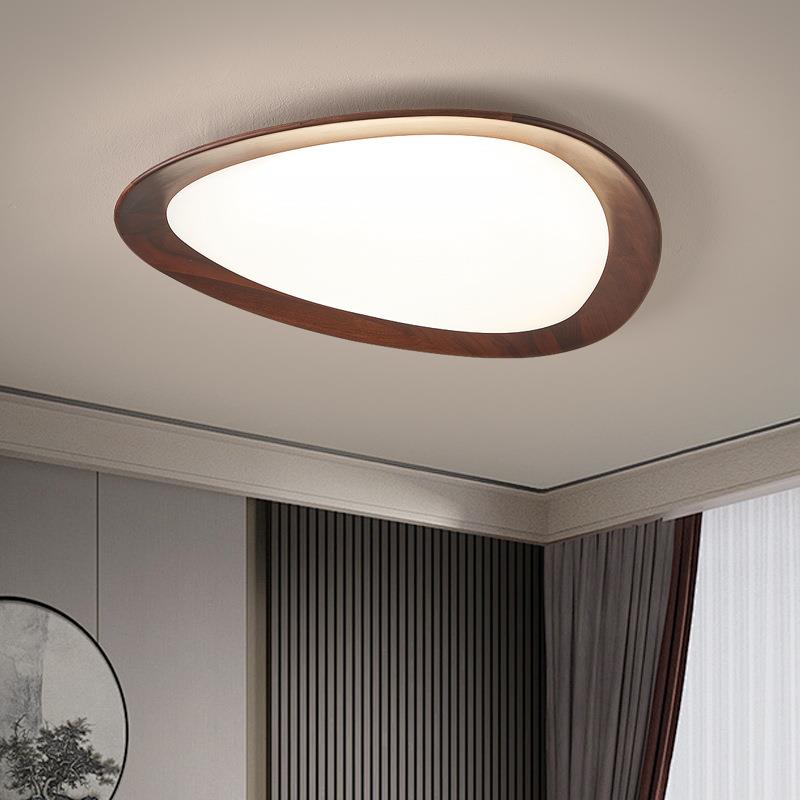 中古风新中式卧室吸顶灯日式家用主卧灯设计师灯具胡桃木色书房灯