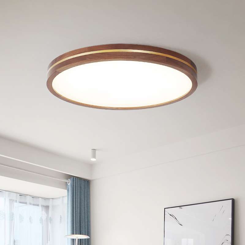 新中式吸顶灯客厅卧室灯现代简约胡桃木实木轻奢超薄led灯具北欧