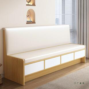 简约阳台卡座沙发小户型斜靠背出租屋储物实木沙发奶茶店酒馆定