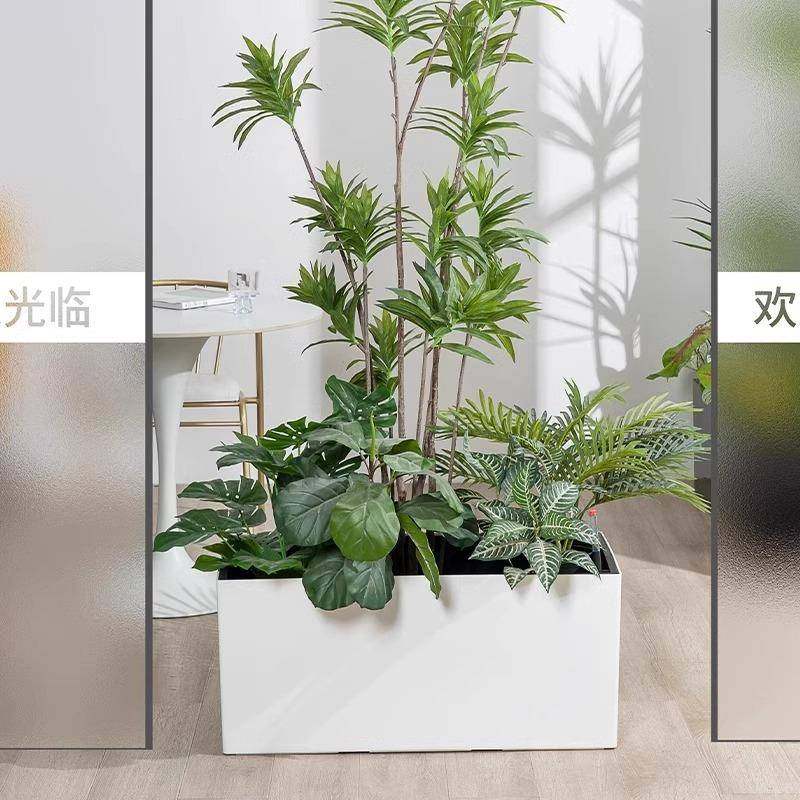 带轮可移动树脂懒人自吸水花盆北欧大号长方形花槽花箱隔断种植箱