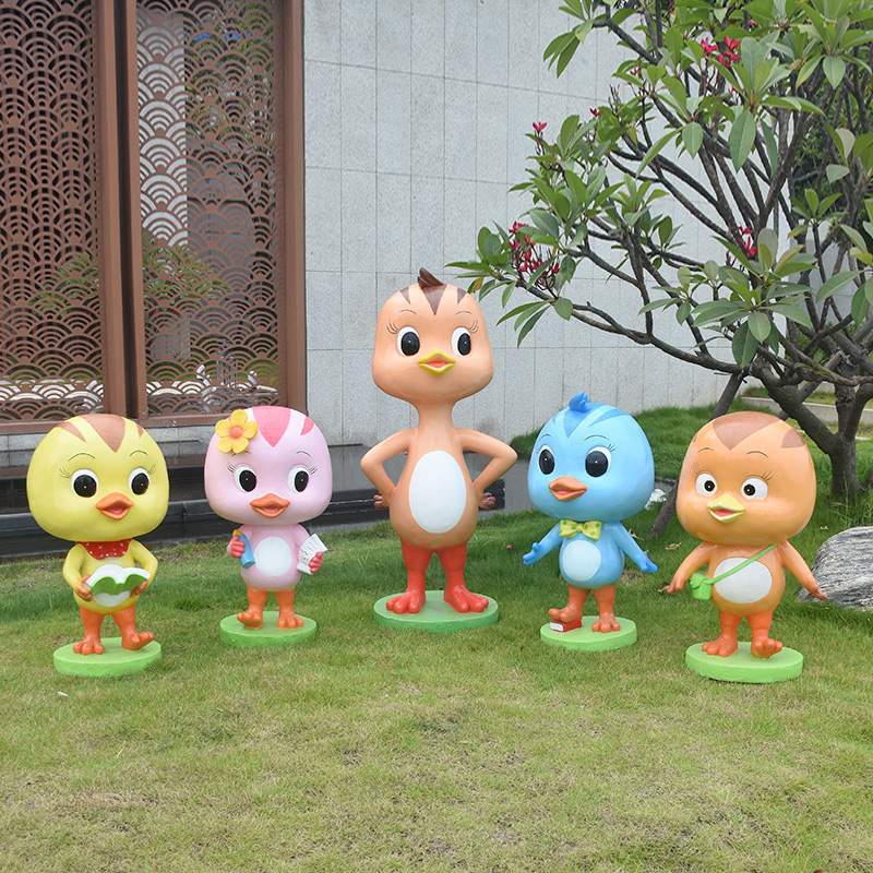 卡通动画公仔萌鸡小队玻璃钢雕塑庭院幼儿花园商场美陈装饰品摆件图片