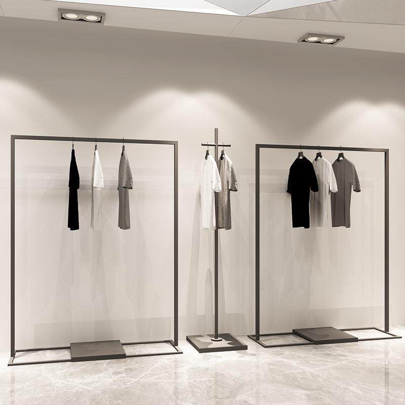 服装展示架哑光黑落地挂衣架童装壁挂衣服陈列架时尚女装店货架子