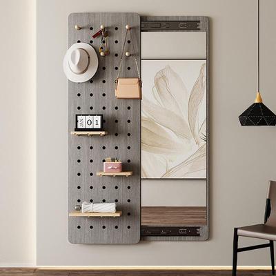 洞洞板穿衣镜隐形推拉全身落地镜壁挂贴墙可关闭镜子平开门试衣镜