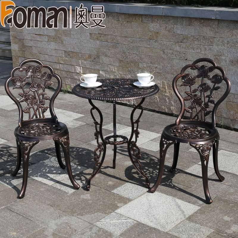 户外铸铝桌椅阳台组合套装欧式别墅室外庭院花园铁艺桌椅小茶几