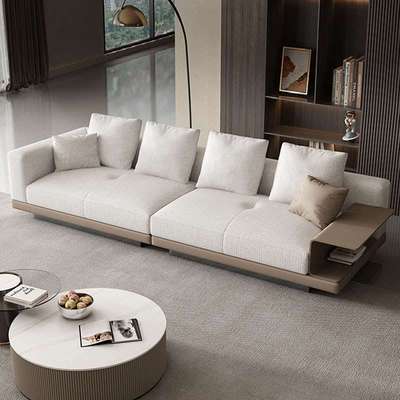 现代简约棉麻布艺沙发客厅三四人位直排网红奶油风实木康纳利沙发