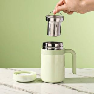 不锈钢带手柄保温杯女2024新款高颜值杯子办公室水杯茶水分离茶杯